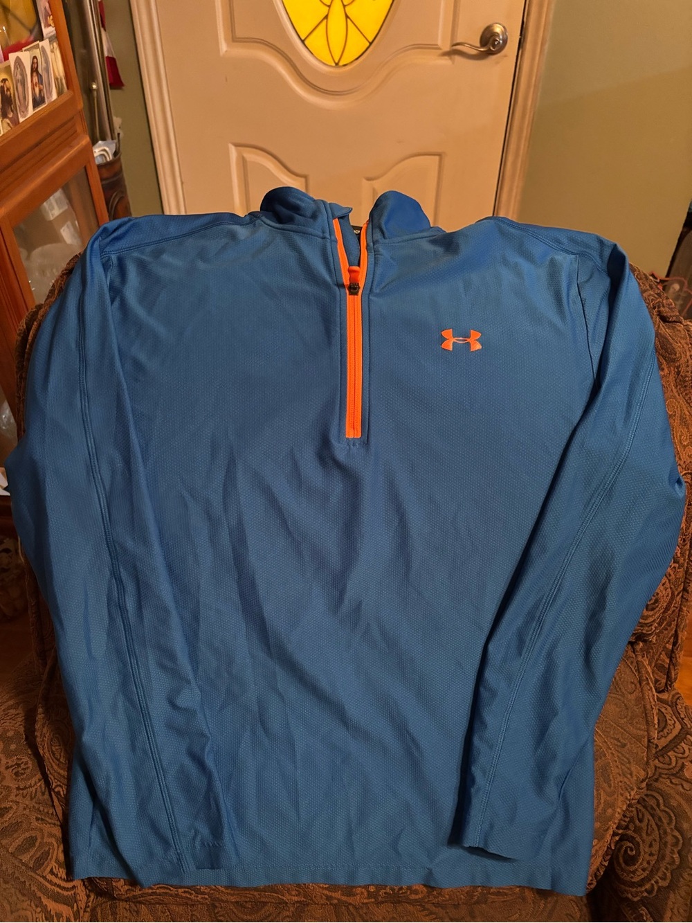 Under Armour Men’s Blue Half-Zip Performance Jacket with Orange Trim